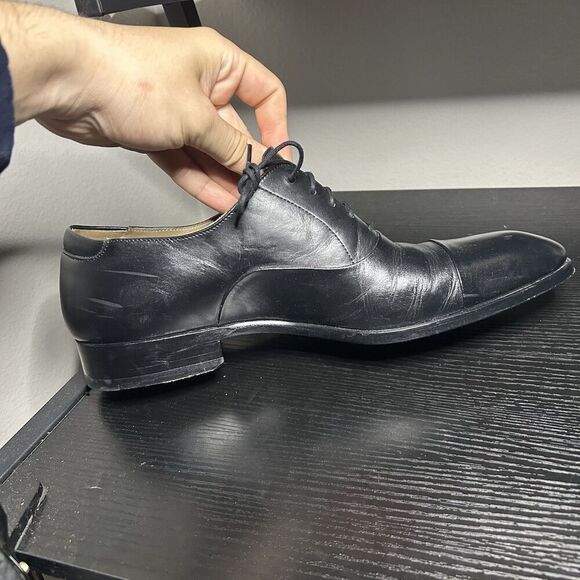 Magnanni Flex Mens Size 12 Black Leather Dress Shoes Cap Toe - Picture 10 of 13
